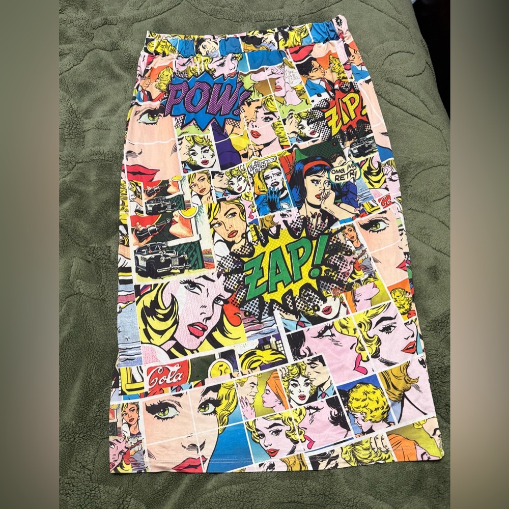 NEW Pop Art Comic Print Pencil Skirt Large